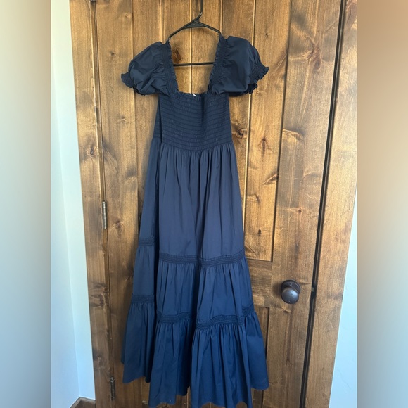 TORY BURCH Medium Navy Smocked Cotton Dress, Medium - Picture 3 of 3